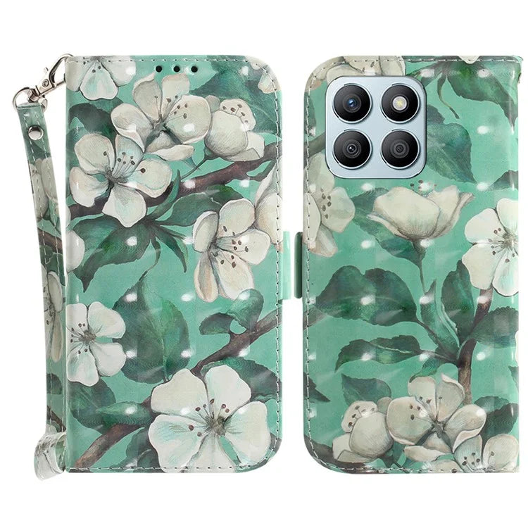 For Honor X8b 4G Cell Phone Case Leather Shockproof Cover with 3D Pattern Design