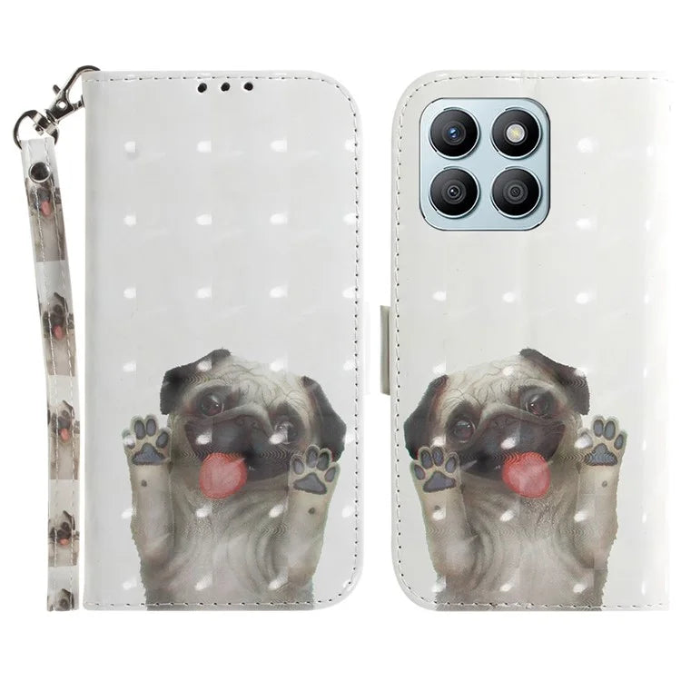 For Honor X8b 4G Cell Phone Case Leather Shockproof Cover with 3D Pattern Design