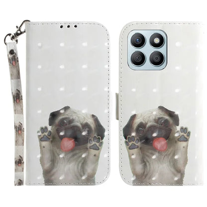 For Honor X8b 4G Cell Phone Case Leather Shockproof Cover with 3D Pattern Design