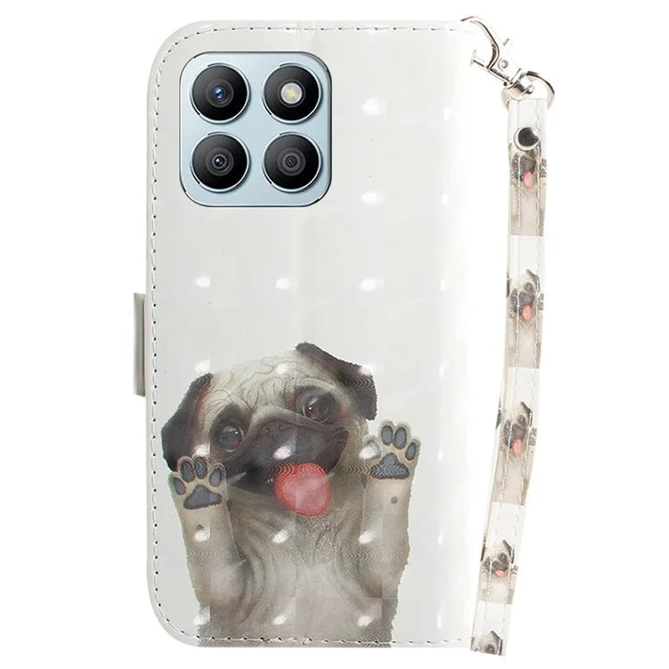 For Honor X8b 4G Cell Phone Case Leather Shockproof Cover with 3D Pattern Design