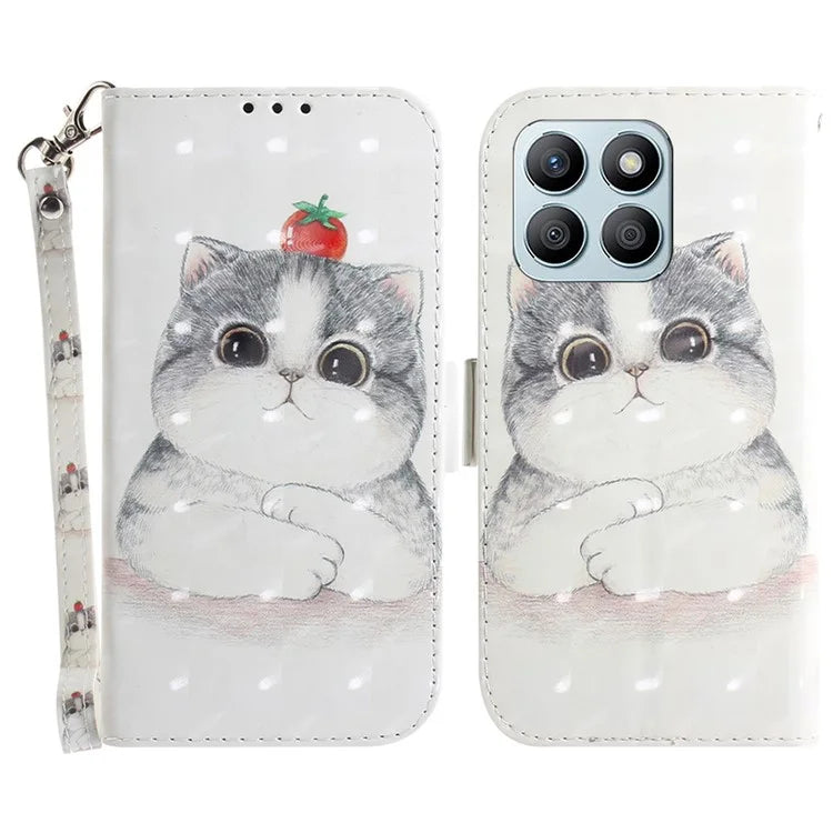 For Honor X8b 4G Cell Phone Case Leather Shockproof Cover with 3D Pattern Design