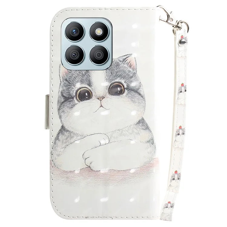For Honor X8b 4G Cell Phone Case Leather Shockproof Cover with 3D Pattern Design