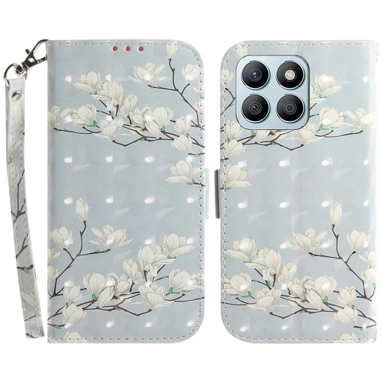 For Honor X8b 4G Cell Phone Case Leather Shockproof Cover with 3D Pattern Design