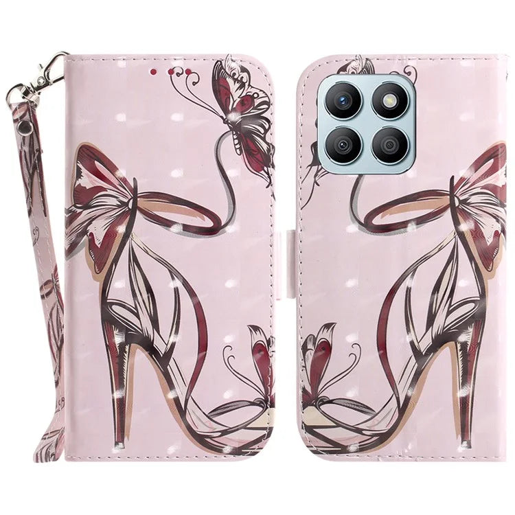 For Honor X8b 4G Cell Phone Case Leather Shockproof Cover with 3D Pattern Design