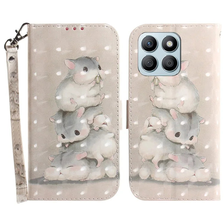 For Honor X8b 4G Cell Phone Case Leather Shockproof Cover with 3D Pattern Design
