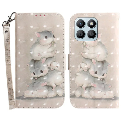 For Honor X8b 4G Cell Phone Case Leather Shockproof Cover with 3D Pattern Design