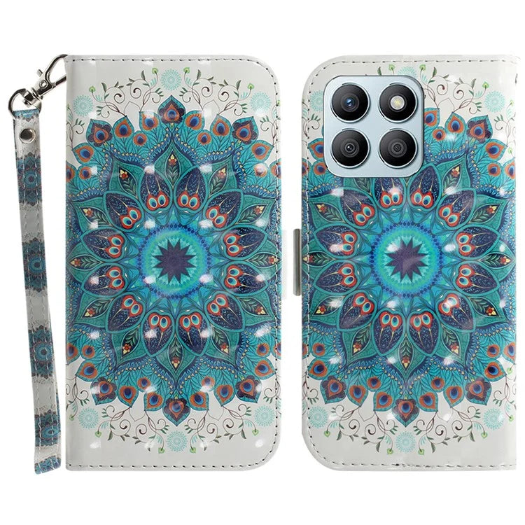 For Honor X8b 4G Cell Phone Case Leather Shockproof Cover with 3D Pattern Design