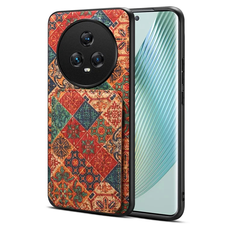 For Honor Magic5 Phone Case Flower Pattern Card Holder Leather Back Cover