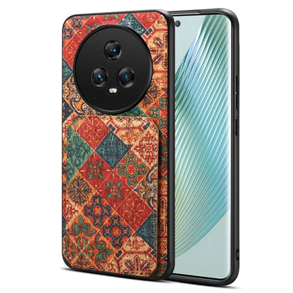For Honor Magic5 Phone Case Flower Pattern Card Holder Leather Back Cover