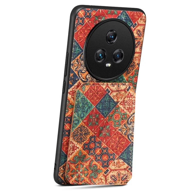 For Honor Magic5 Phone Case Flower Pattern Card Holder Leather Back Cover