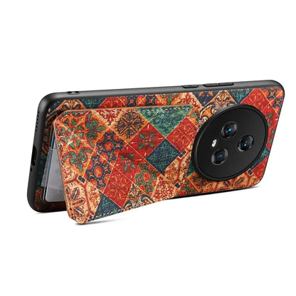 For Honor Magic5 Phone Case Flower Pattern Card Holder Leather Back Cover