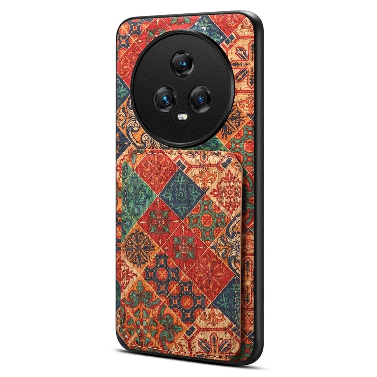 For Honor Magic5 Phone Case Flower Pattern Card Holder Leather Back Cover