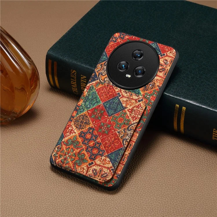 For Honor Magic5 Phone Case Flower Pattern Card Holder Leather Back Cover