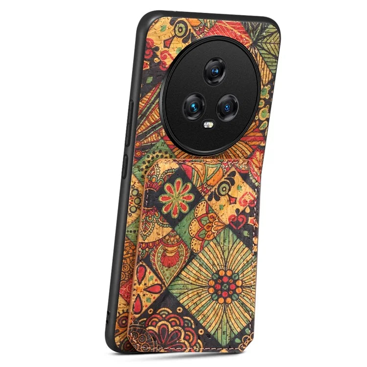 For Honor Magic5 Phone Case Flower Pattern Card Holder Leather Back Cover