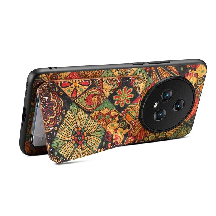 For Honor Magic5 Phone Case Flower Pattern Card Holder Leather Back Cover