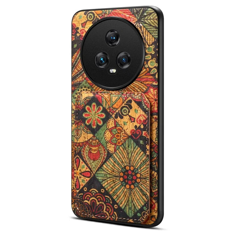 For Honor Magic5 Phone Case Flower Pattern Card Holder Leather Back Cover