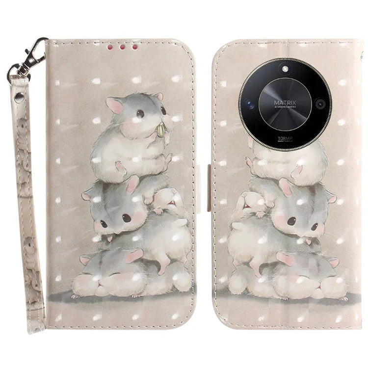 For Honor X9b 5G / Magic6 Lite 5G / X50 5G Case 3D Pattern Print Scratch-proof Phone Wallet Cover