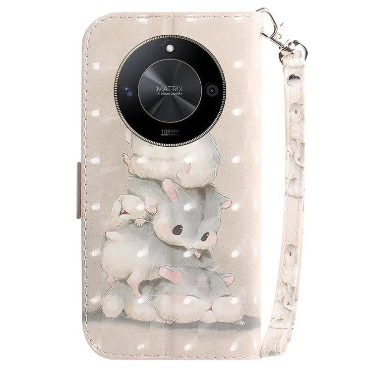 For Honor X9b 5G / Magic6 Lite 5G / X50 5G Case 3D Pattern Print Scratch-proof Phone Wallet Cover