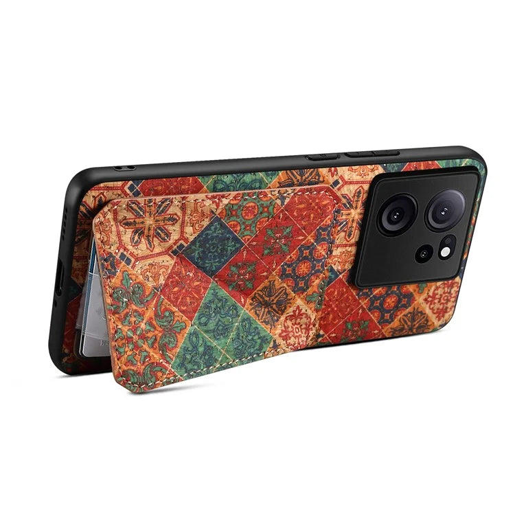For Xiaomi 13T / 13T Pro / Redmi K60 Ultra Case Card Holder Phone Cover Flower Pattern