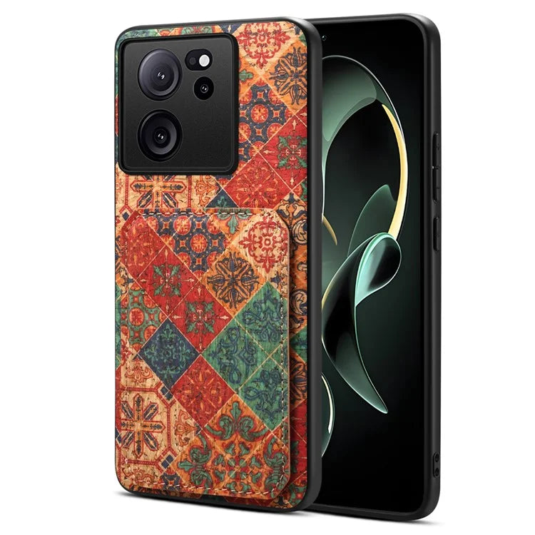 For Xiaomi 13T / 13T Pro / Redmi K60 Ultra Case Card Holder Phone Cover Flower Pattern