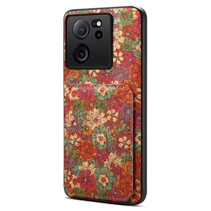 For Xiaomi 13T / 13T Pro / Redmi K60 Ultra Case Card Holder Phone Cover Flower Pattern