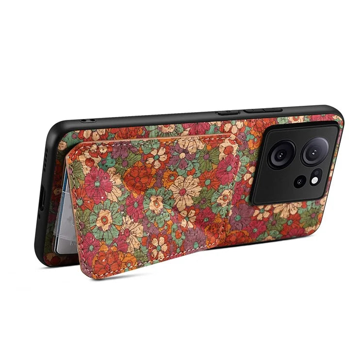For Xiaomi 13T / 13T Pro / Redmi K60 Ultra Case Card Holder Phone Cover Flower Pattern