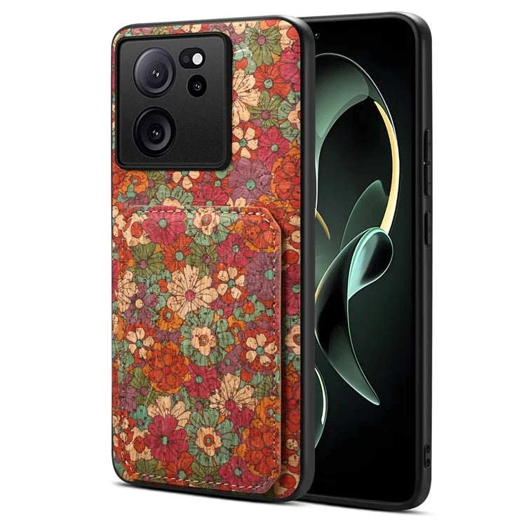 For Xiaomi 13T / 13T Pro / Redmi K60 Ultra Case Card Holder Phone Cover Flower Pattern