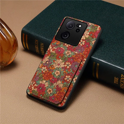 For Xiaomi 13T / 13T Pro / Redmi K60 Ultra Case Card Holder Phone Cover Flower Pattern