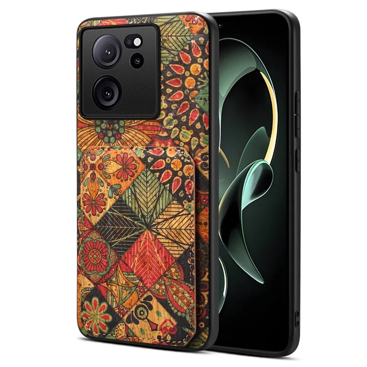 For Xiaomi 13T / 13T Pro / Redmi K60 Ultra Case Card Holder Phone Cover Flower Pattern