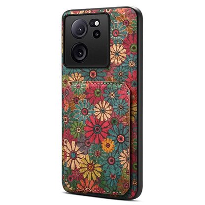 For Xiaomi 13T / 13T Pro / Redmi K60 Ultra Case Card Holder Phone Cover Flower Pattern