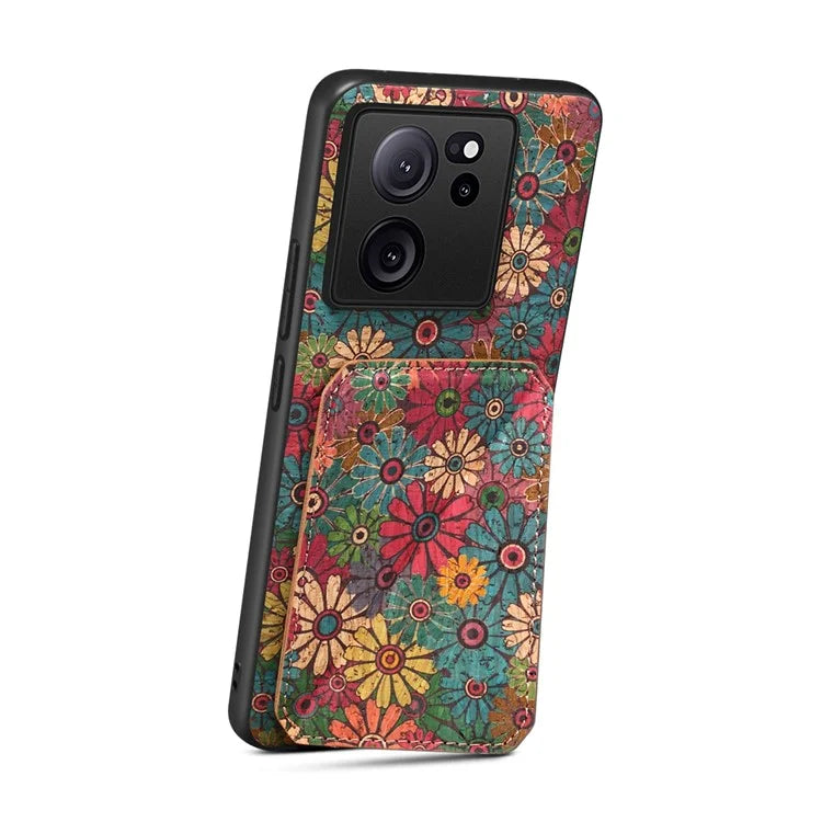 For Xiaomi 13T / 13T Pro / Redmi K60 Ultra Case Card Holder Phone Cover Flower Pattern