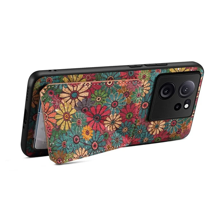 For Xiaomi 13T / 13T Pro / Redmi K60 Ultra Case Card Holder Phone Cover Flower Pattern