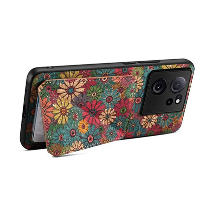 For Xiaomi 13T / 13T Pro / Redmi K60 Ultra Case Card Holder Phone Cover Flower Pattern