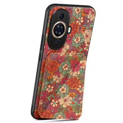 For Huawei nova 11 Kickstand Case Card Slot Phone Cover Flower Printing