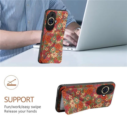 For Huawei nova 11 Kickstand Case Card Slot Phone Cover Flower Printing
