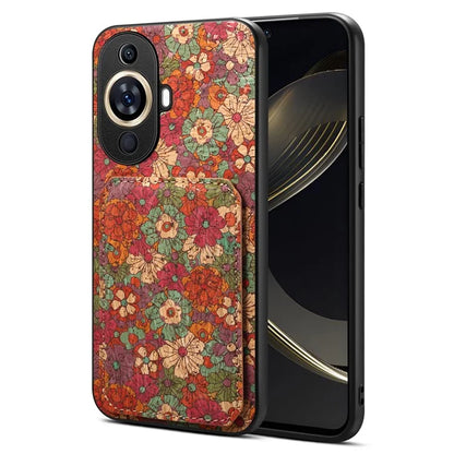 For Huawei nova 11 Kickstand Case Card Slot Phone Cover Flower Printing