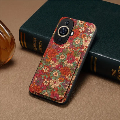 For Huawei nova 11 Kickstand Case Card Slot Phone Cover Flower Printing