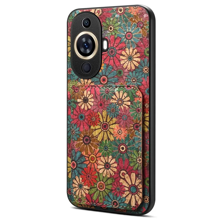 For Huawei nova 11 Kickstand Case Card Slot Phone Cover Flower Printing
