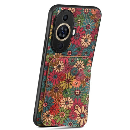 For Huawei nova 11 Kickstand Case Card Slot Phone Cover Flower Printing
