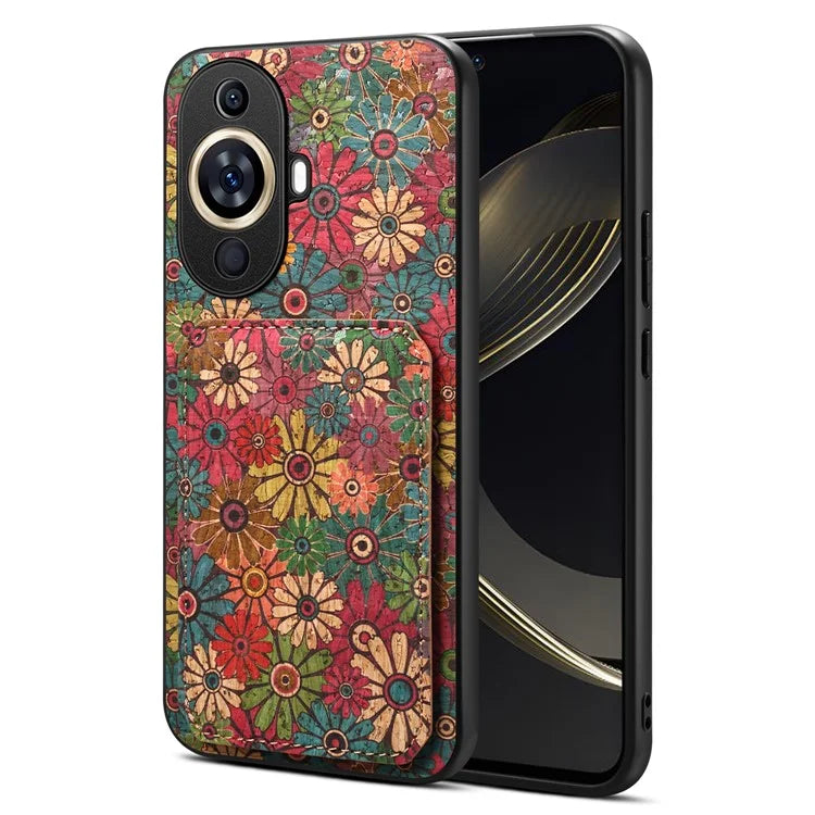 For Huawei nova 11 Kickstand Case Card Slot Phone Cover Flower Printing