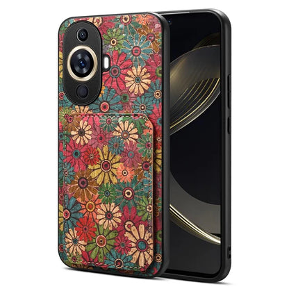 For Huawei nova 11 Kickstand Case Card Slot Phone Cover Flower Printing