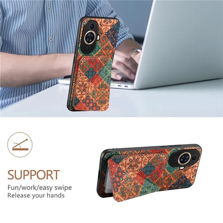 For Huawei nova 11 Pro / nova 11 Ultra Case Card Holder Flower Pattern Phone Cover