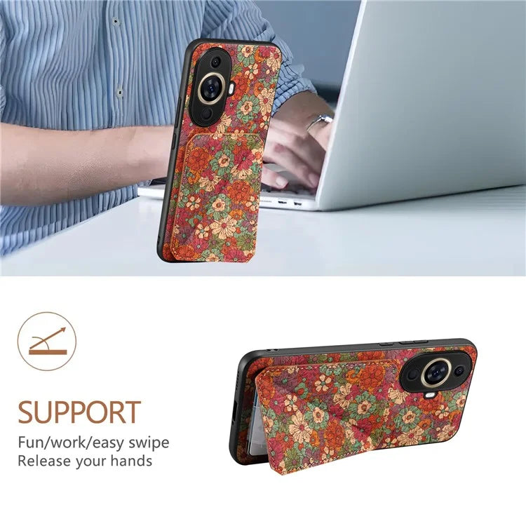 For Huawei nova 11 Pro / nova 11 Ultra Case Card Holder Flower Pattern Phone Cover