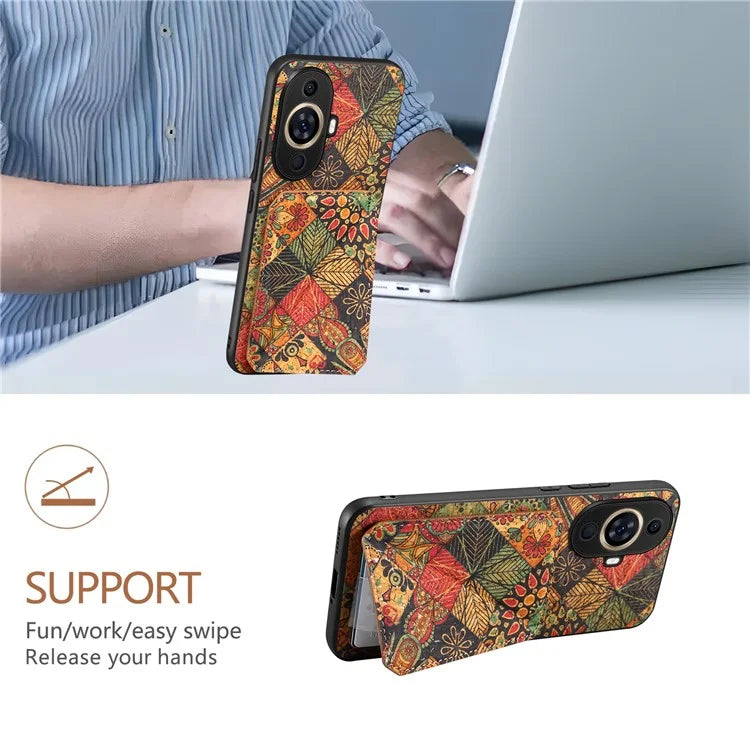 For Huawei nova 11 Pro / nova 11 Ultra Case Card Holder Flower Pattern Phone Cover