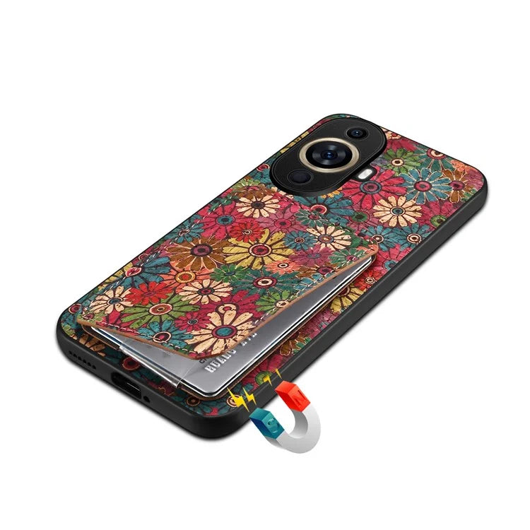 For Huawei nova 11 Pro / nova 11 Ultra Case Card Holder Flower Pattern Phone Cover