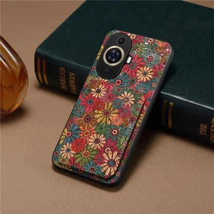 For Huawei nova 11 Pro / nova 11 Ultra Case Card Holder Flower Pattern Phone Cover