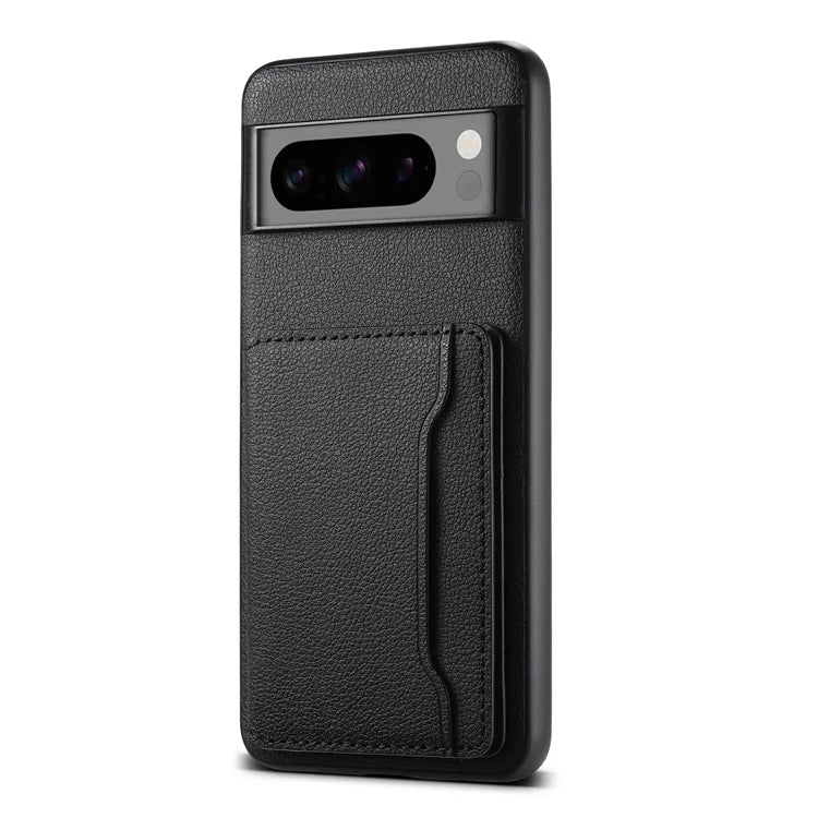 For Google Pixel 8 Pro Case Calf Texture Card Slots Leather Coated PC+TPU Cover