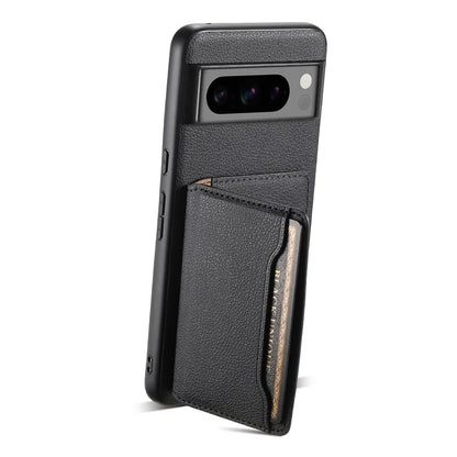 For Google Pixel 8 Pro Case Calf Texture Card Slots Leather Coated PC+TPU Cover