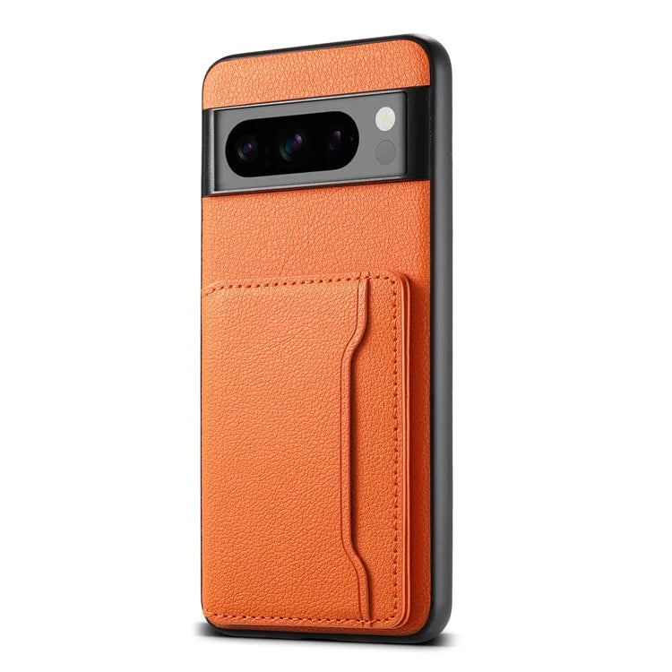 For Google Pixel 8 Pro Case Calf Texture Card Slots Leather Coated PC+TPU Cover