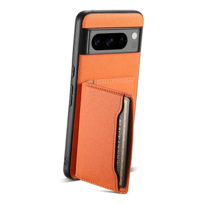 For Google Pixel 8 Pro Case Calf Texture Card Slots Leather Coated PC+TPU Cover